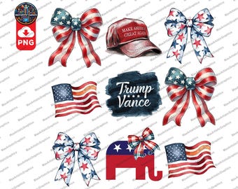 Lazo de coqueta Trump PNG: Clipart patriótico de Trump Vance (descarga digital)