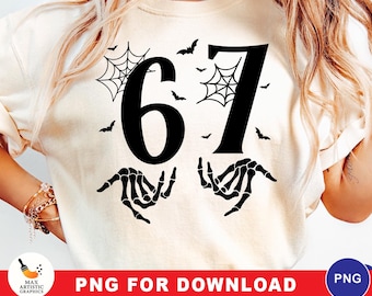 67 Halloween PNG, 67 Meme PNG, Skeleton Hands Clipart, Funny Viral 67 Digital Download, Halloween Bones PNG, Spooky Skeleton Hand Graphic