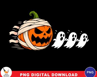 Funny Running Mummy Pumpkin PNG, Halloween Ghost Chase PNG, Cute Spooky Pumpkin Sublimation, Halloween Png, Fall Vibes, Digital Download