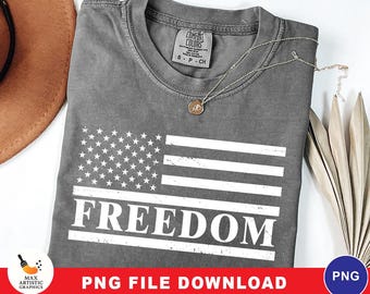 Freedom USA Flag PNG | Patriotic Sublimation Design | USA Flag Freedom Shirt Png | Charlie Kirk Signature Png | Freedom Typography Clipart