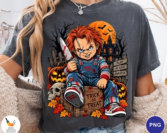 Spooky Chucky Halloween Png, Halloween Killer Doll PNG, Horror Doll PNG, Scary Halloween PNG, Spooky Halloween Png, Horror Sublimation Png