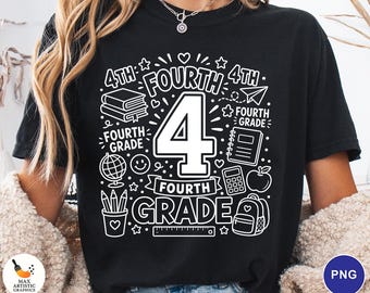 4th Grade PNG, Fourth Grade School Learning PNG, Back to School Png Teacher, First Day of School PNG, Kids School Clipart, Digital Download