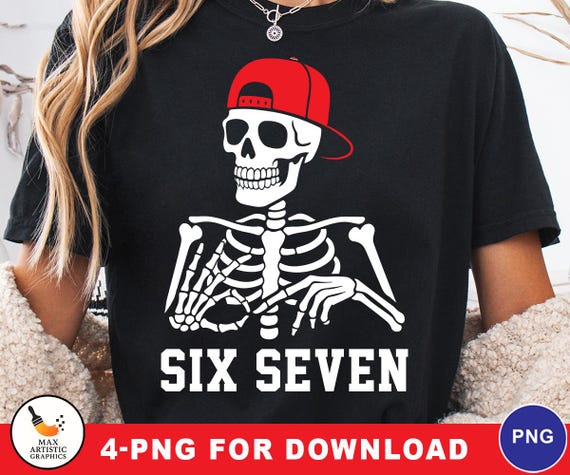 Funny Skeleton 67 PNG Bundle, Six Seven Meme Digital Download, Skeleton Clipart, Viral 67 Joke Graphic, Halloween Bones PNG, Spooky Skull