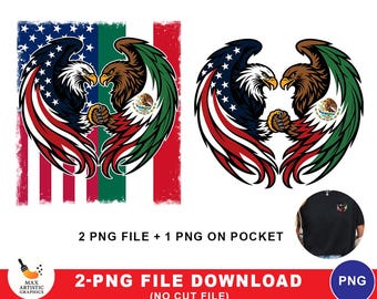 American Mexican Eagle PNG Bundle, USA Mexico Flag Png, Cinco De Mayo Png, Patriotic Mexican American Dad Png, Immigrants Mexicana Png