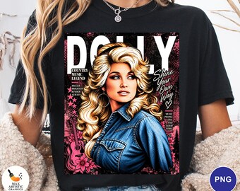 Vintage Dolly Parton Magazine PNG, Country Music Legend PNG, Retro Country Singer Digital Download, Vintage Western PNG