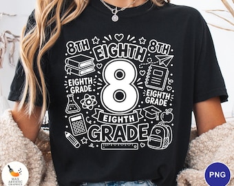 8th Grade PNG, Eighth Grade School Learning PNG, Back to School Png Teacher, First Day of School PNG, Kids School Clipart, Digital Download