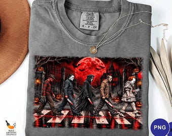 Halloween Horror Movie PNG, Scary Horror Characters Png, Spooky Halloween Shirt Png, Horror Walking Group Png, Sublimation Digital Download