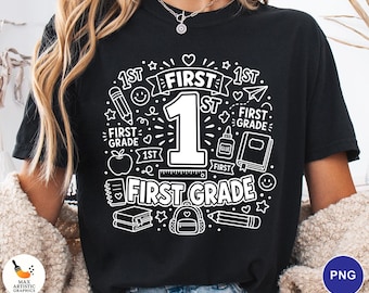 1st Grade PNG, First Grade School Learning PNG, Back to School Png Teacher, First Day of School PNG, Kids School Clipart, Digital Download
