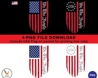 1776 Patriotic Flag PNG, We The People American Flag Design, 4th of July Vintage USA Shirt Graphic, Independence Day, Digital Download