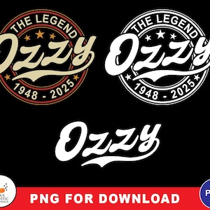 La leggenda Ozzy PNG, tributo commemorativo download digitale, cerchio vintage 1948-2025, design a sublimazione stampabile, download digitale
