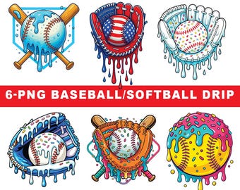 Baseball Drip PNG: 4th of July, Ice Cream, Softball (Digital Download)
