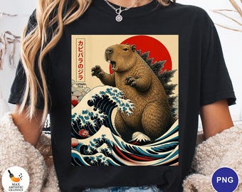 Capybarazilla PNG, Capybara Kaiju Japanese Art PNG, Ukiyo-e Monster Capybara Sublimation, Funny Animal Shirt Png, Digital Download PNG