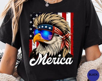 Merica Eagle PNG, Mullet Sunglasses PNG, Patriotic American Flag Design, USA Eagle Graphic Png, 4th of July Shirt Png, Digital Download