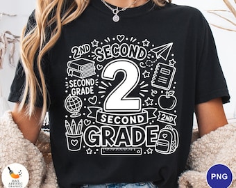 2nd Grade PNG, Second Grade School Learning PNG, Back to School Png Teacher, First Day of School PNG, Kids School Clipart, Digital Download