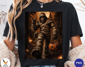Halloween Mummy Bigfoot PNG, Sasquatch Halloween Shirt Design, Funny Bigfoot Sublimation, Spooky Forest Digital Download