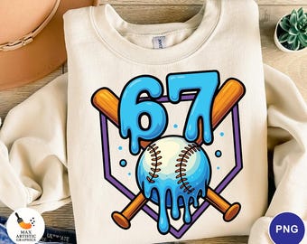 67 Baseball Drip PNG, Baseball Number 67 Player Png, 67th Birthday Png, 67 Meme PNG, Six Seven Png, Baseball Drip Png, Digital Download