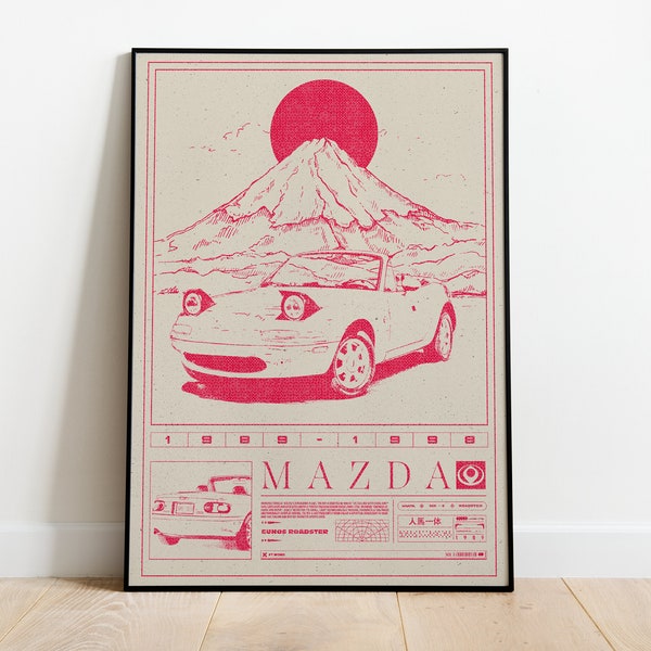 Mazda MX5 Miata Poster l Digital Art l Digital Design l Printable l Retro l Legendary Cars l Wall Decor l Room/Office Decor l Fan Content