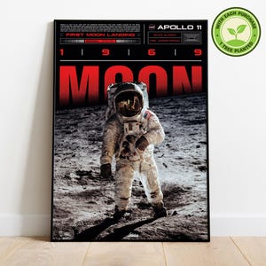 Póster del alunizaje del Apolo 11 / Neil Armstrong, Buzz Aldrin / Diseñado por un artista humano