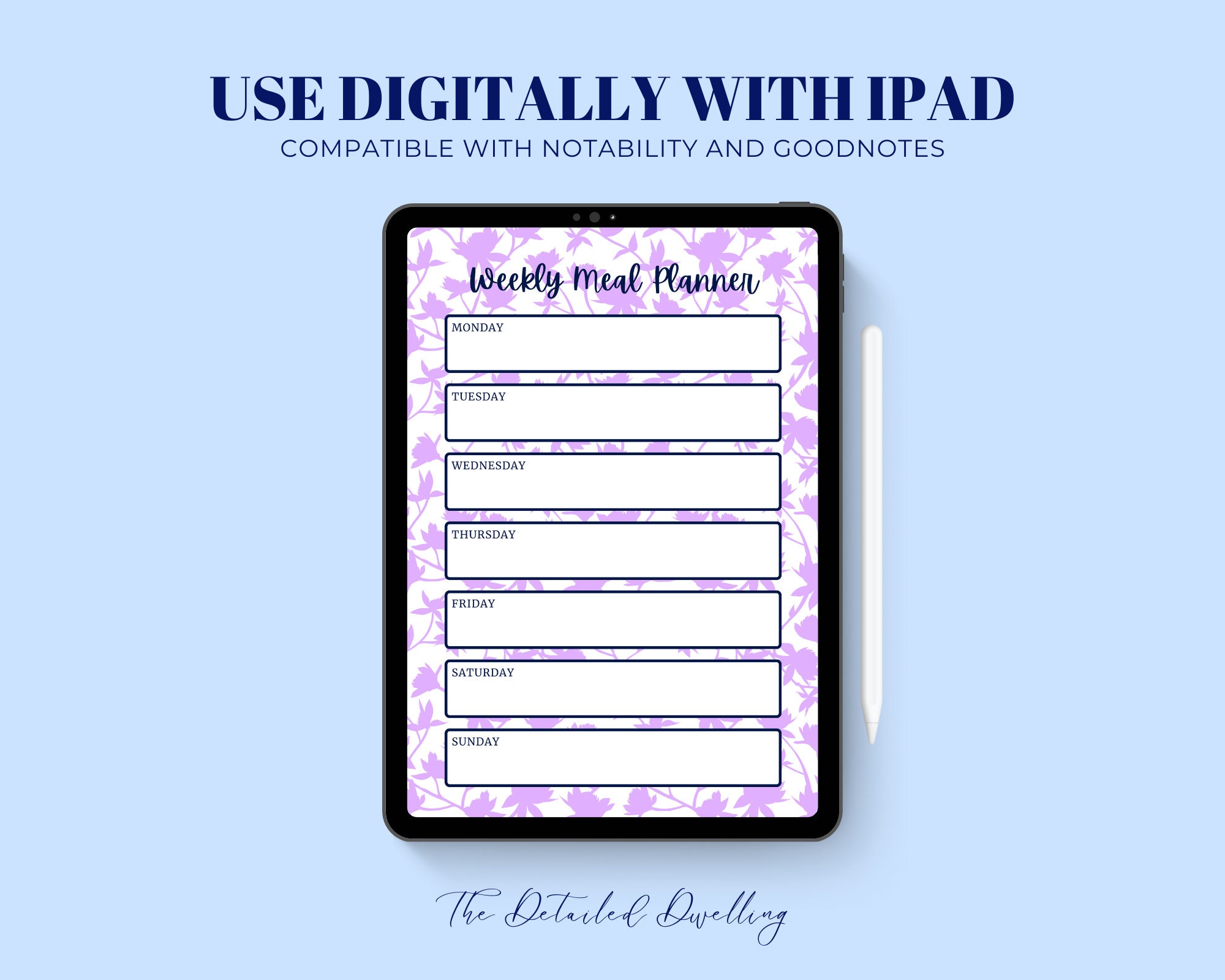 Floral Meal Planner Printable and Digital File - Etsy