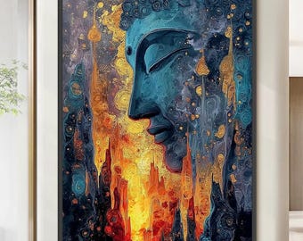 Original Buddha Texture Painting Abstract Canvas Art, Minimalist Thick Oil Zen Wall Decor, Unique Spiritual Gift Contemporary Artwork