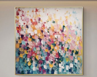 Abstract Colorful Texture Oil Painting on Canvas, Boho Wall Decor (2-5 Day Creation)