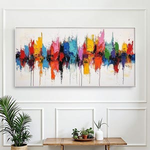 Large Abstract Textured Oil Painting on Canvas, Original Colorful Impasto Palette Knife Painting, Luxury Wall Art, Modern Living Room Decor