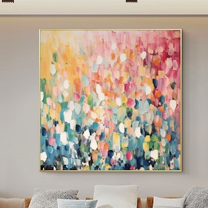Abstract Colorful Texture Oil Painting on Canvas, Extra Large Wall Art Custom Painting Original Minimalist Art Modern Living Room Home Decor