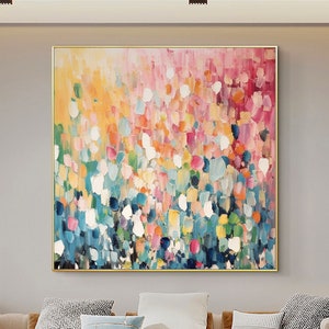 Colorful Abstract Texture Oil Painting on Canvas, Extra Large Wall Art, Original Minimalist Impasto Painting, Modern Living Room Home Decor