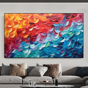 Originele levendige kleuren olieverfschilderij op canvas, grote abstracte getextureerde kleurrijke bloemblaadjes muurkunst aangepaste moderne woonkamer Home Decor