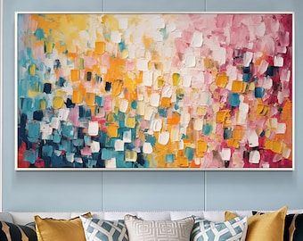 Abstract Block Oil Painting on Canvas, Minimalist Texture, Modern Wall Decor