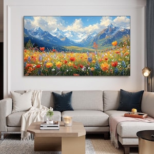 Large Original Mountain Oil Painting on Canvas,Luxury Neutral Abstract Oil Painting, Modern Earth-tone Landscape Painting, Living Room Decor