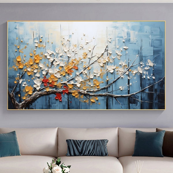 Abstrakte Blüten Baum Öl Gemälde auf Leinwand, große Wand Kunst, Original minimalistische Blumen Landschaft Kunst benutzerdefinierte Malerei Wohnzimmer Wohnkultur