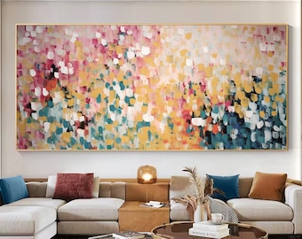 Minimalist Colorful Block Oil Painting on Canvas, Large Wall Art Custom Painting,Abstract Original Texture Wall Art Modern Living Room Decor