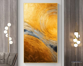 Abstract Texture Oil Painting on Canvas,Large Wall Art,Original Minimalist Gold Wall Decor Custom Painting Modern Living Room Art Home Decor