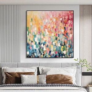 Colorful Abstract Texture Oil Painting on Canvas, Extra Large Wall Art ...