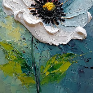 Large White Flower Oil Painting on Canvas, Hand Painted 3D Heavy Impasto Floral Wall Art, Modern Bloom Decor, Unique Housewarming Gift Idea