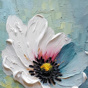Large White Flower Oil Painting on Canvas, Hand Painted 3D Heavy Impasto Floral Wall Art, Modern Bloom Decor, Unique Housewarming Gift Idea