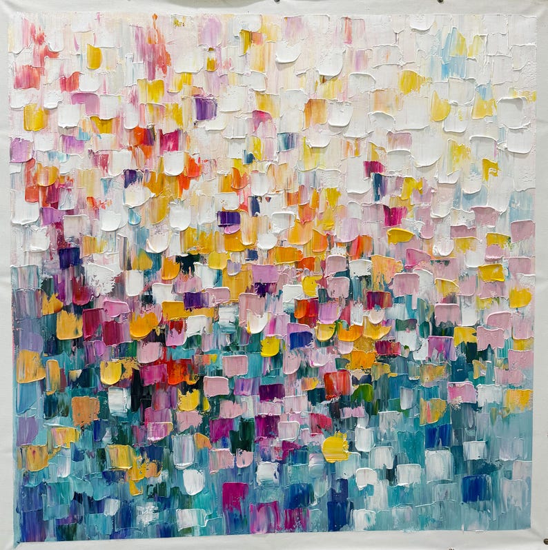 Abstract Colorful Texture Oil Painting on Canvas, Boho Wall Decor - Etsy