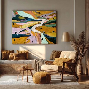 Pastoral Canvas Art Abstract Landscape Oil Painting Thick Textured Wall Decor Modern Living Room Artwork Unique Housewarming Gift
