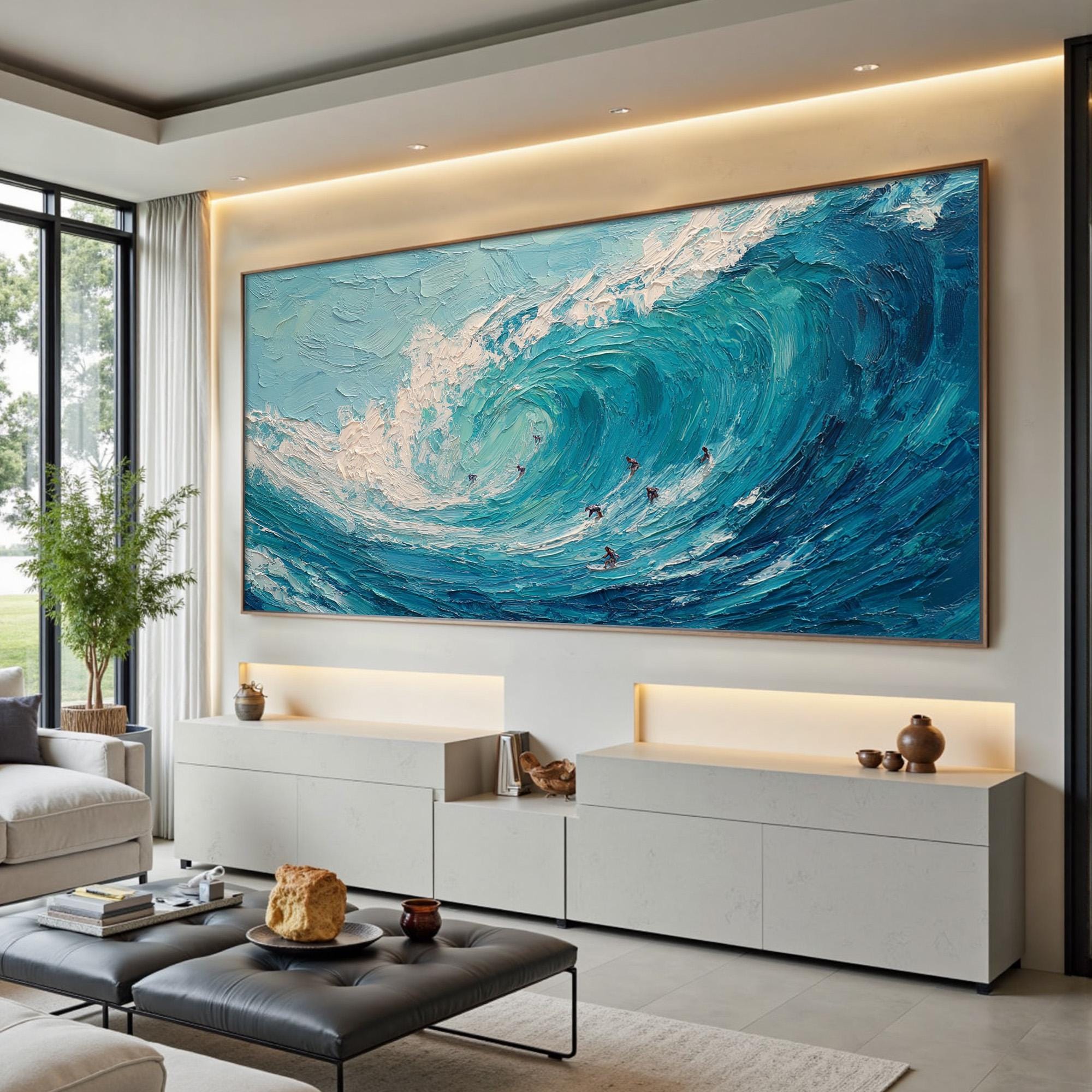 Original Ocean Wave Oil Painting, Large Blue Seascape Canvas Art - Etsy
