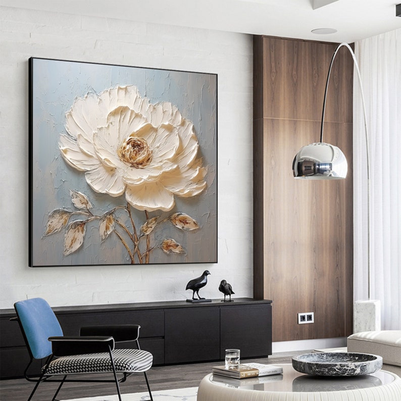 Textured Floral Oil Painting on Canvas, Large Abstract Wall Art - Etsy