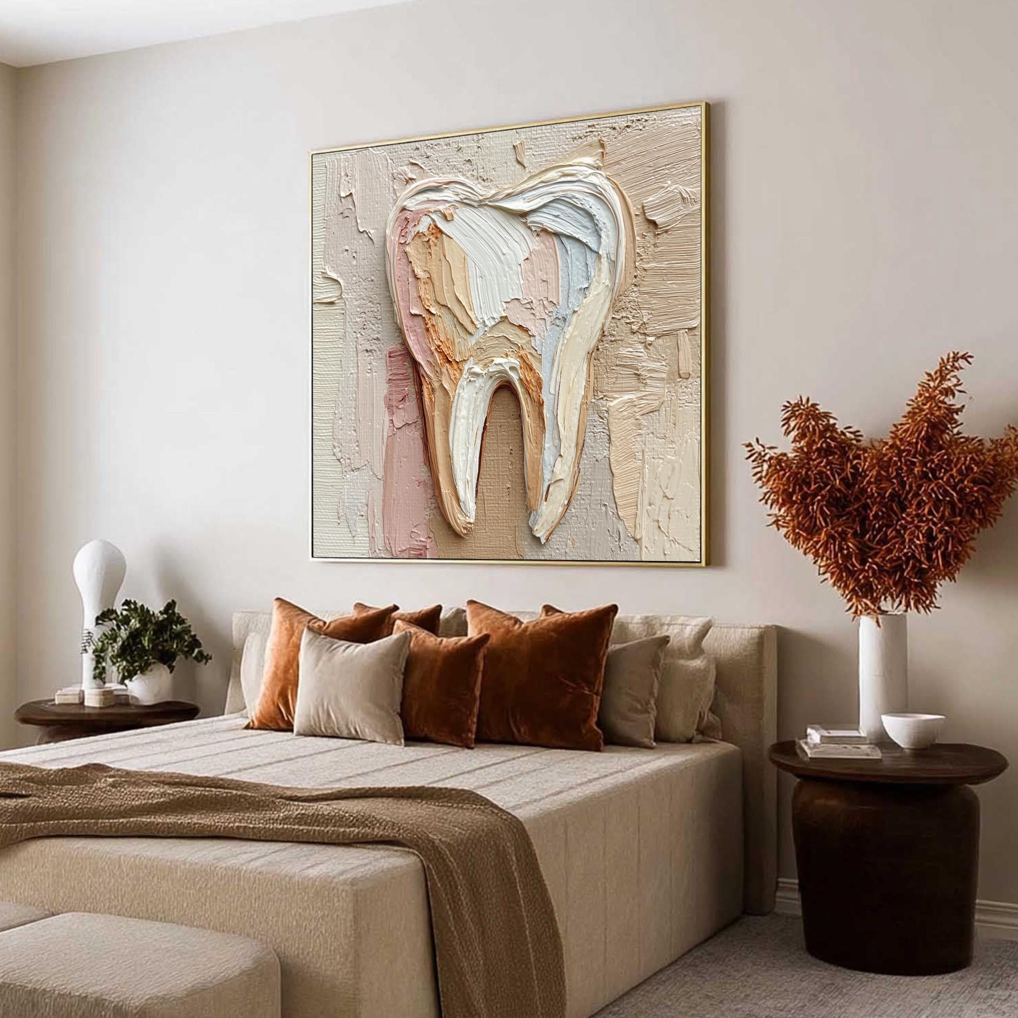 Tooth Acrylic Design Textured Tooth Painting for Dental Office Decor, Impasto Molar Art, 3D ...
