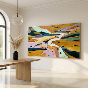 Pastoral Canvas Art Abstract Landscape Oil Painting Thick Textured Wall Decor Modern Living Room Artwork Unique Housewarming Gift