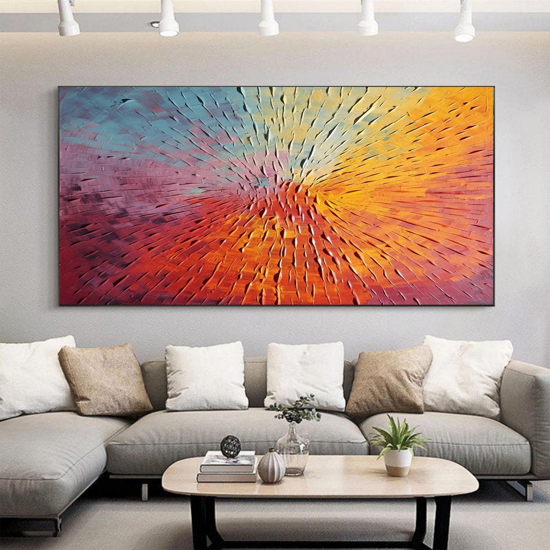 Abstract Texture Oil Painting on Canvas, Large Colorful Minimalist Wall ...