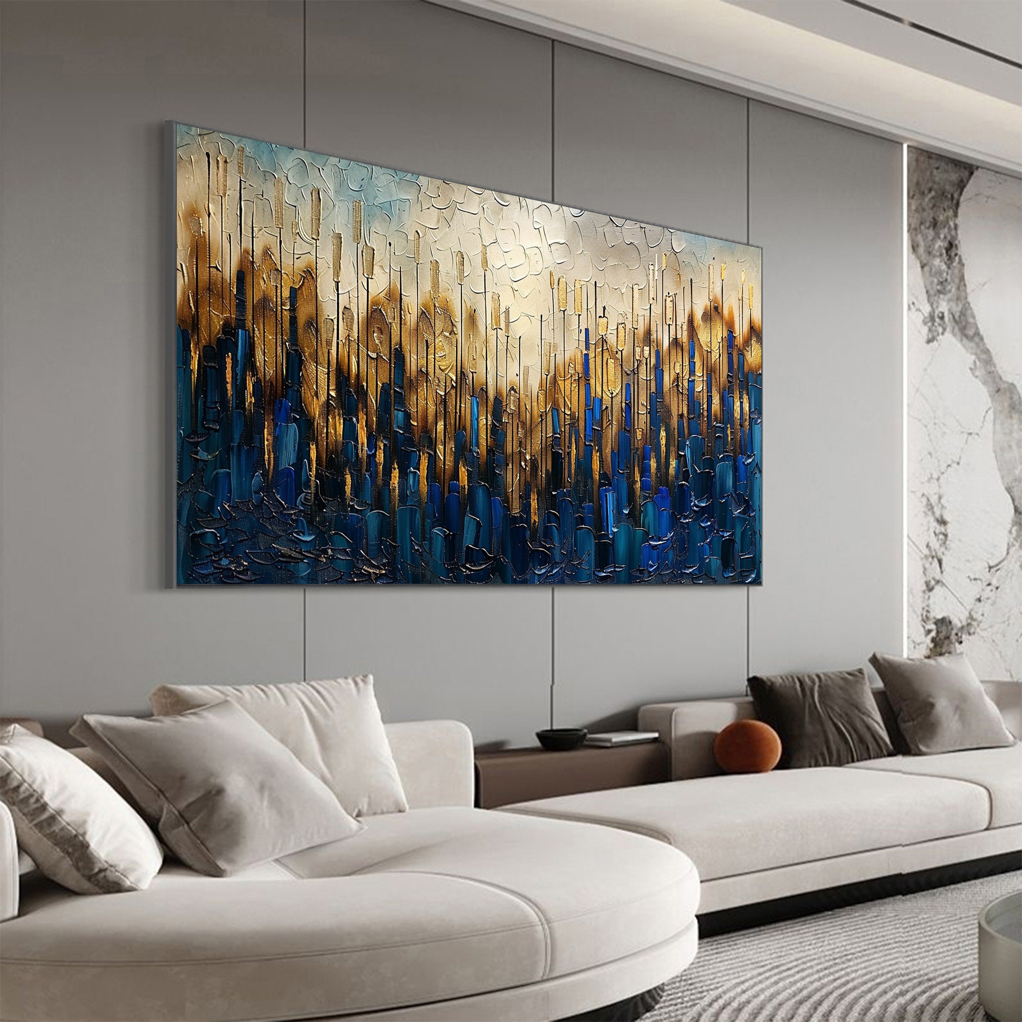 Original Abstract Gold Oil Painting on Canvas, Large Wall Art ...