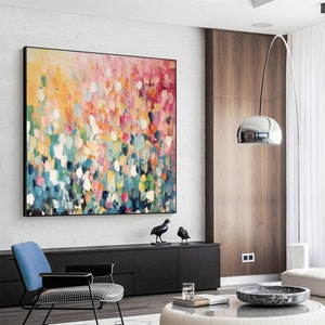 Colorful Abstract Texture Oil Painting on Canvas, Extra Large Wall Art ...