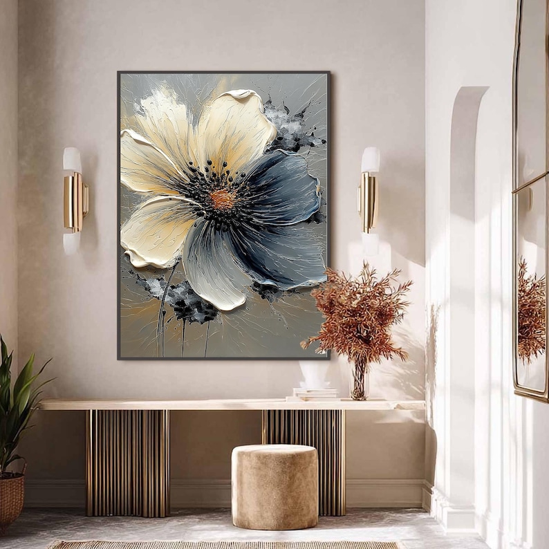 3D Floral Oil Painting on Canvas, Heavy Impasto Flower Wall Art - Etsy