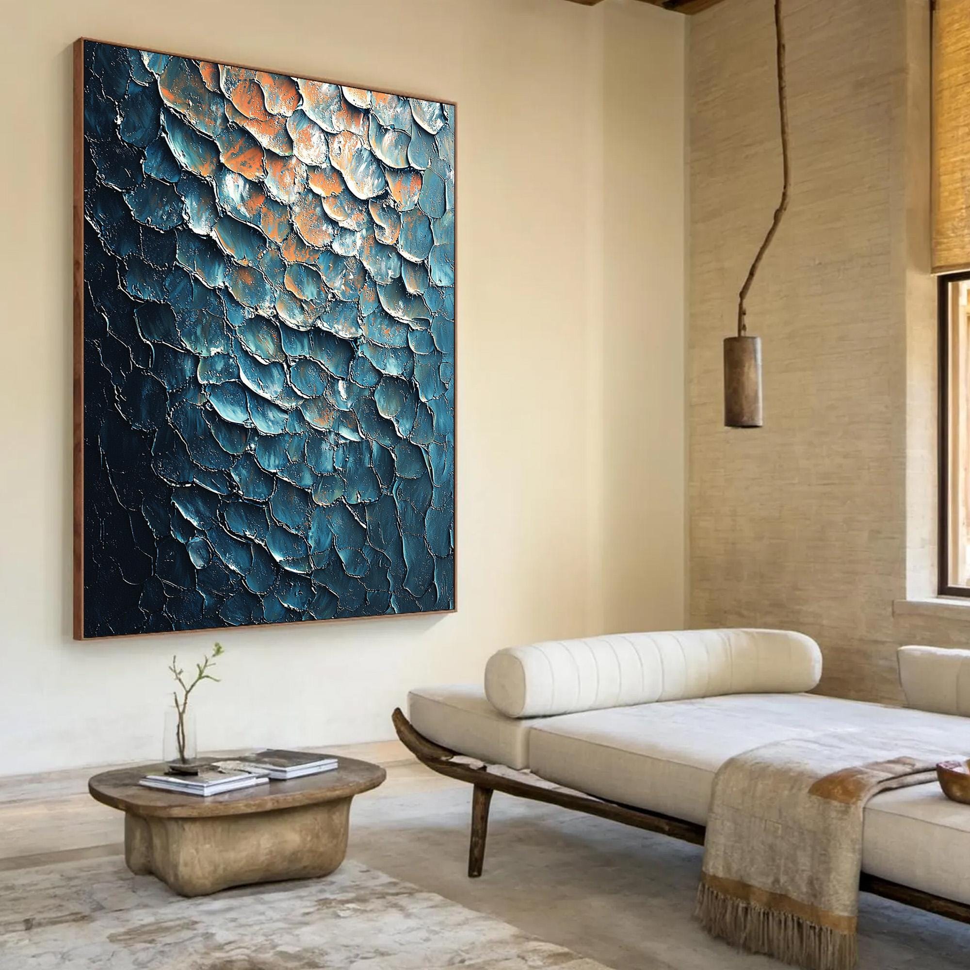 Original Teal Textured Oil Painting on Canvas, Modern Abstract Wall Art ...