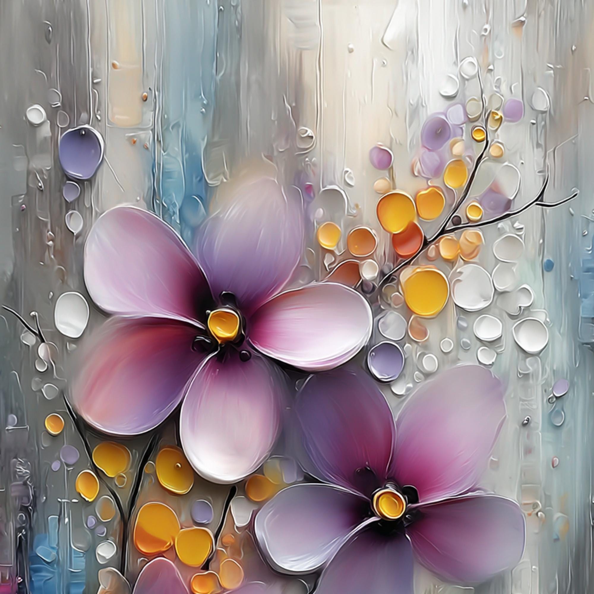 Original Floral Abstract Oil Painting Wall Art, Colorful Textured ...