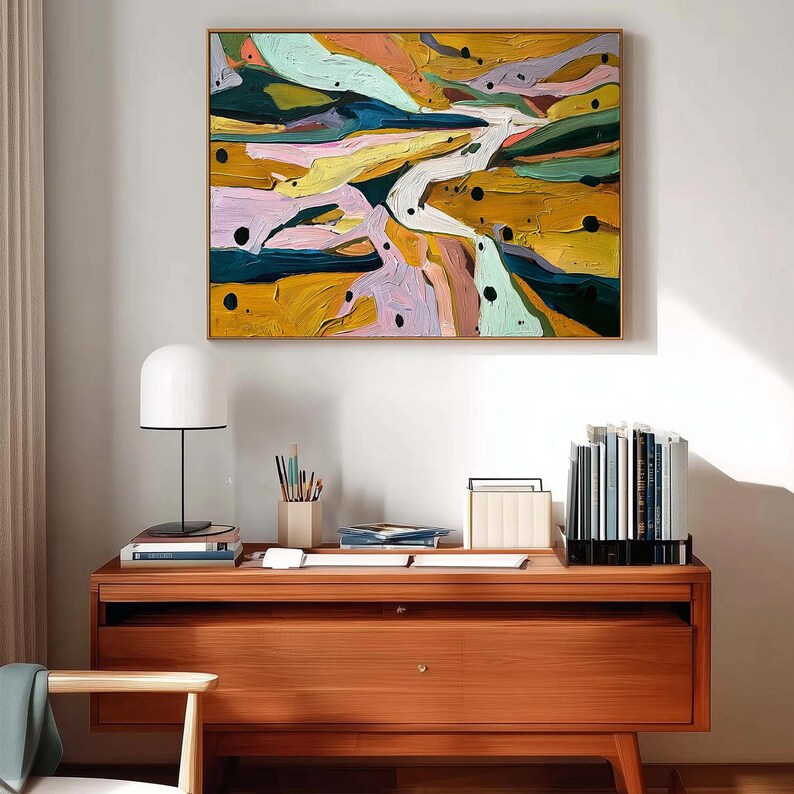 Pastoral Canvas Art Abstract Landscape Oil Painting Thick Textured Wall Decor Modern Living Room Artwork Unique Housewarming Gift